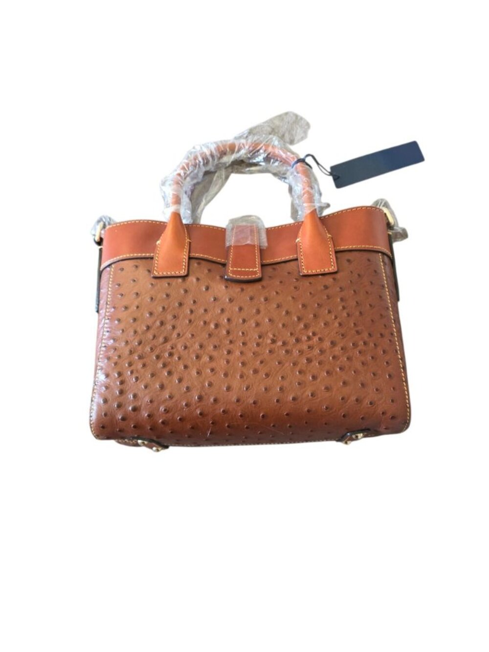 Dooney & Bourke Amelie Tote Cognac Ostrich Leather Satchel NWT Crossbody OT1031 - Picture 16 of 16